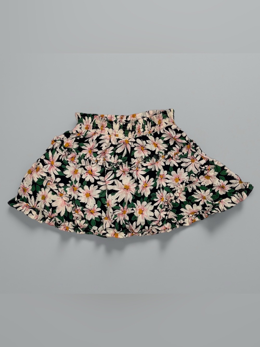 🌸 Angie Black Floral Circle Skirt with Pink & Green Accents | Women’s Sz Med
